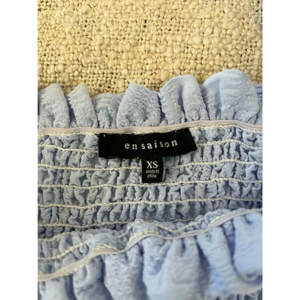 En Saison Periwinkle Blue Smocked Crop Top Size XS - Picture 6 of 6